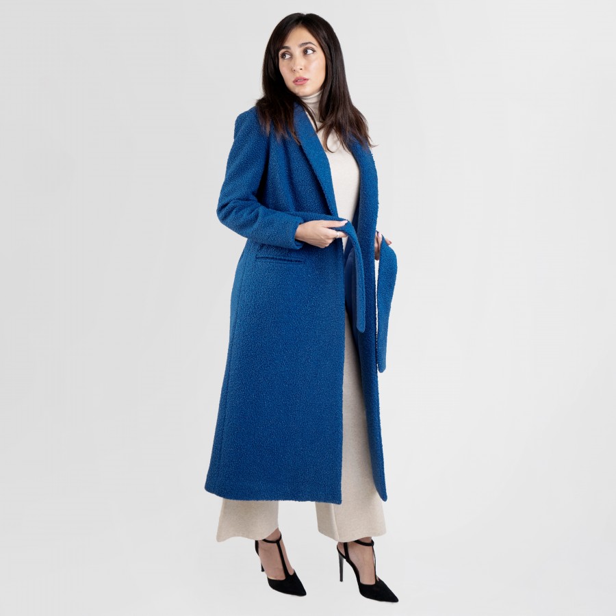 Seven bouclé – cappotto in lana con cintura