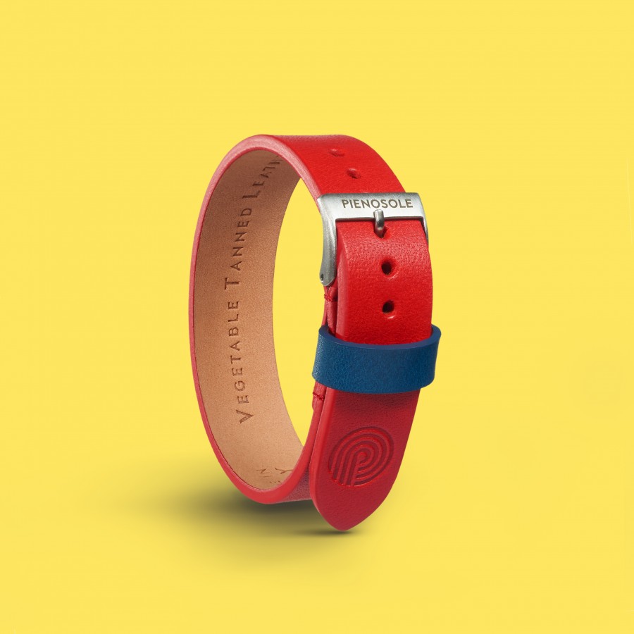 Pienosole bracciale da uomo in vera pelle - colore rosso (mod. stromboli)