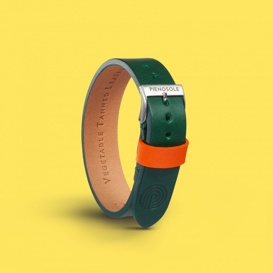 Pienosole bracciale da uomo in vera pelle - colore verde (mod. portofino)