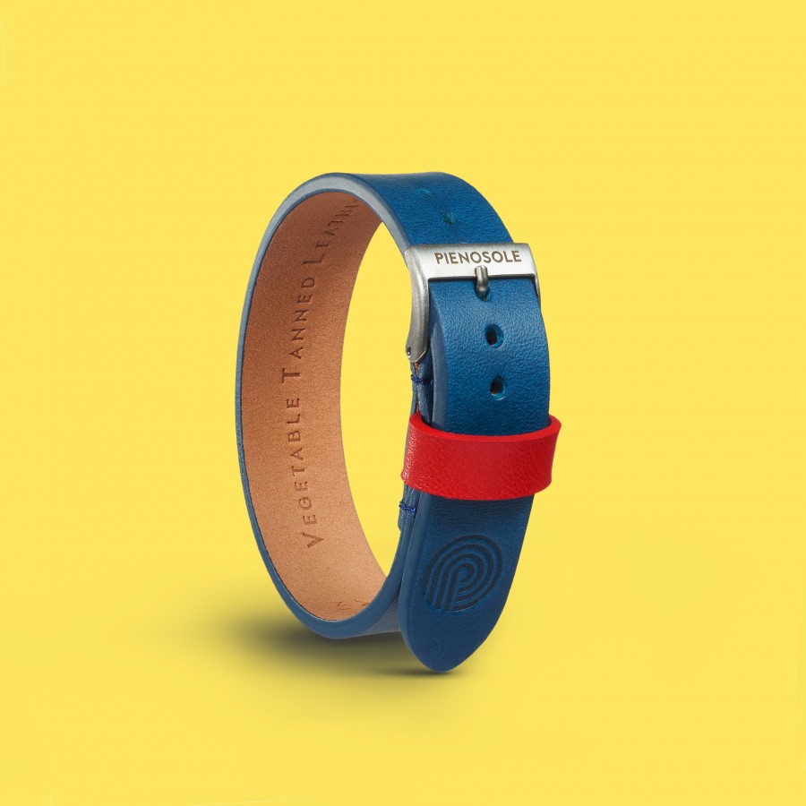 Pienosole bracciale da uomo in vera pelle - colore blu (mod. caprera)