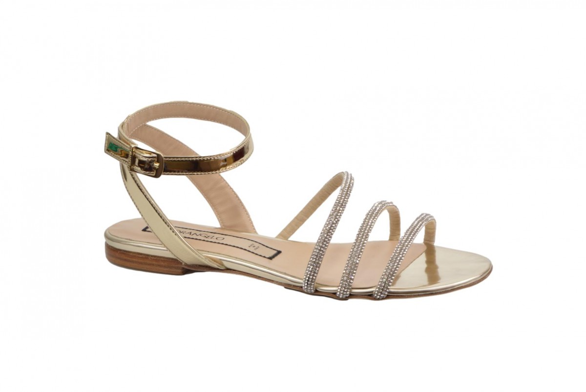 Sandali donna tes.strass beige/cr.-specchio plat.