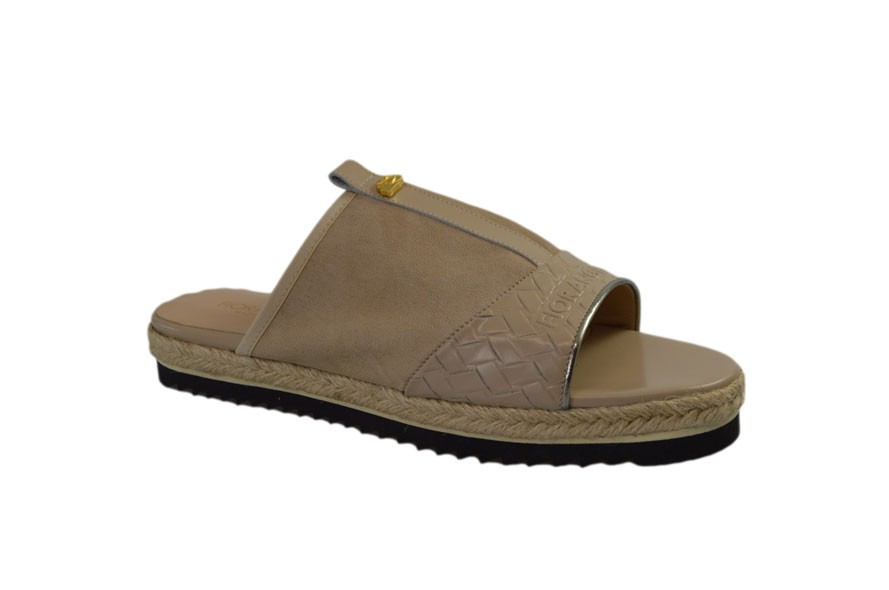 Ciabatte donna lam.sin.platino-abr./nappa el.taupe  