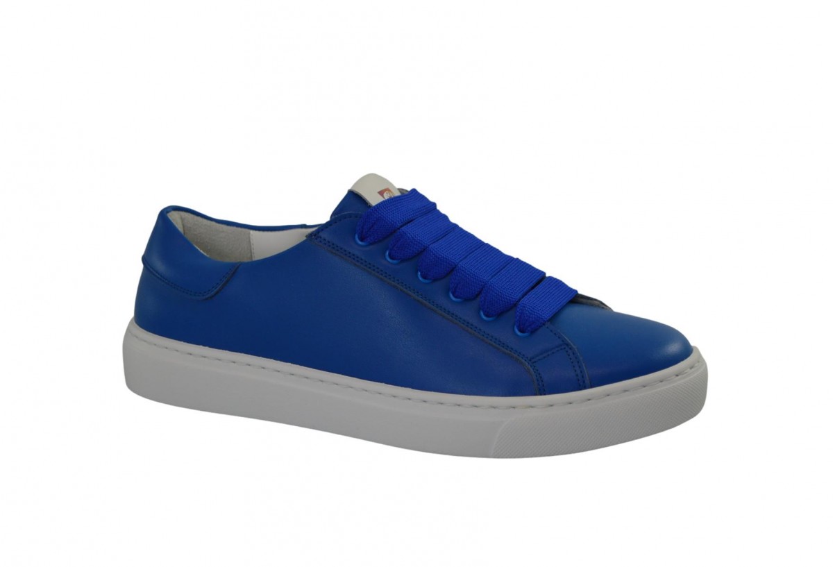 Sneakers donna vitello blu cobalto