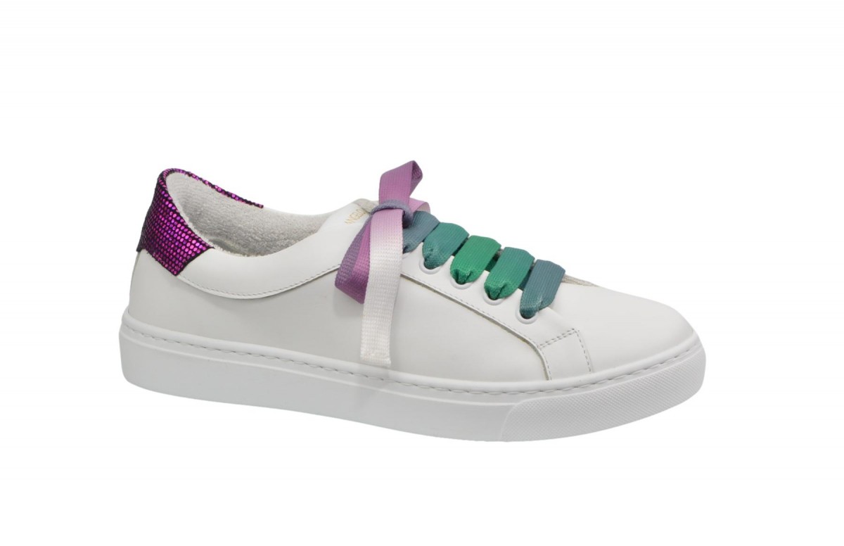 Sneakers donna vitello bianco-st.pallini metal fuxia
